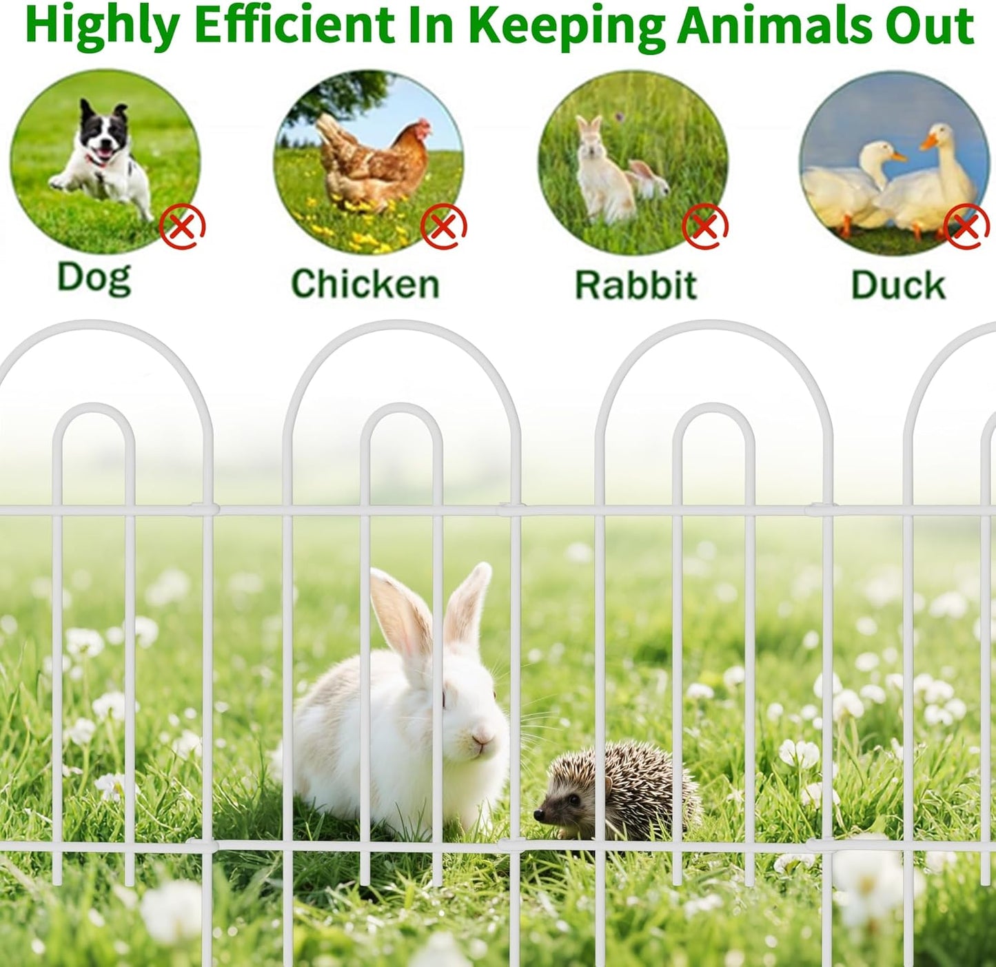 AMAGABELI GARDEN & HOME 14 Panels 32in(H)×20ft(L) Decorative Garden Fences and Borders for Dogs No Dig Rustproof Metal Fence Panel Garden Edging Border Animal Barrier Fencing for Flower Bed Yard White