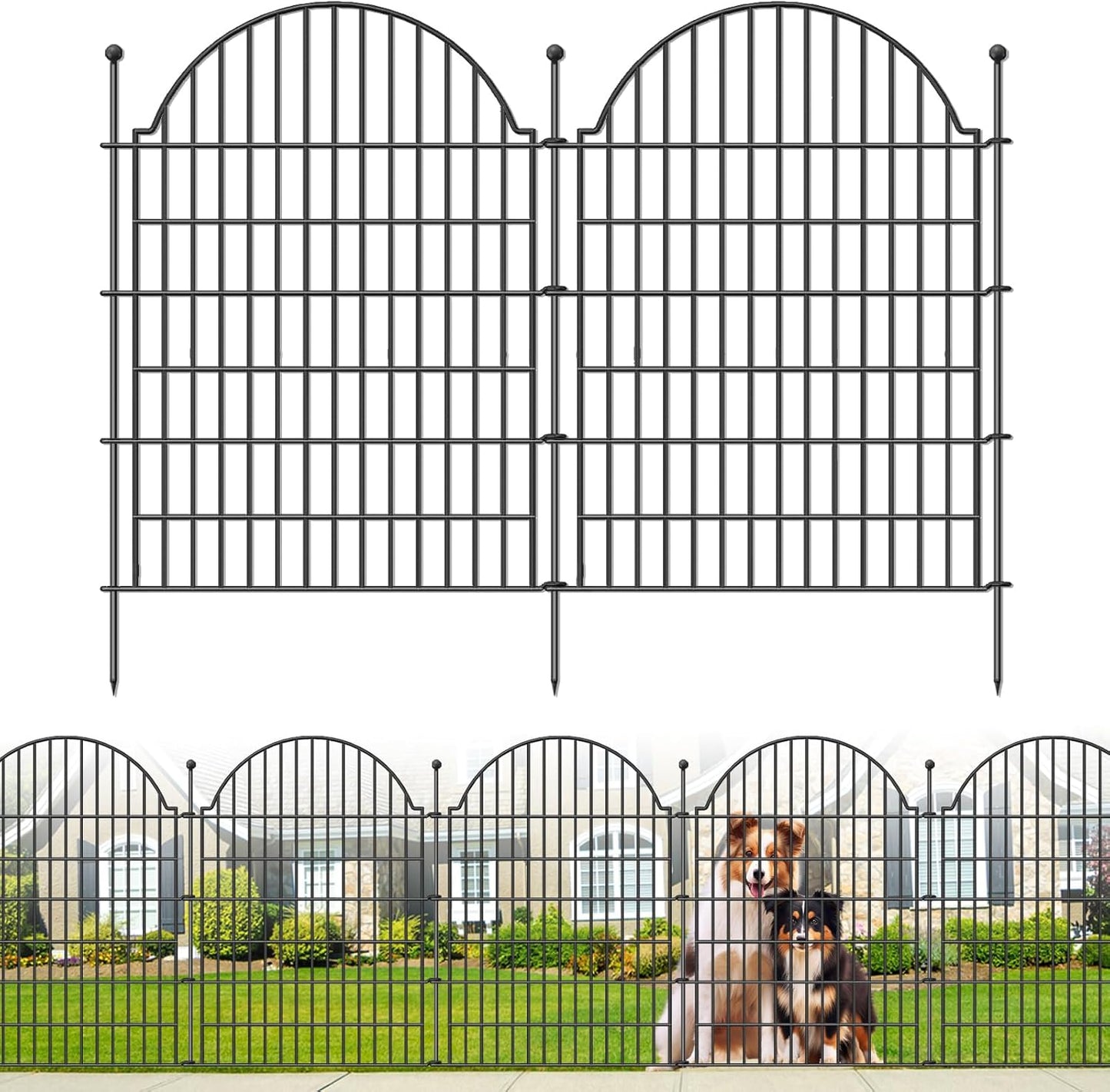 5 Panels Decorative Outdoor Garden Fencing for Yard, 40in (H) x 11.8ft (L) No Dig Animal Barrier Fence, Rustproof Metal Wire Dog Fences Outdoor Panel Border with Temporary Ground Stakes