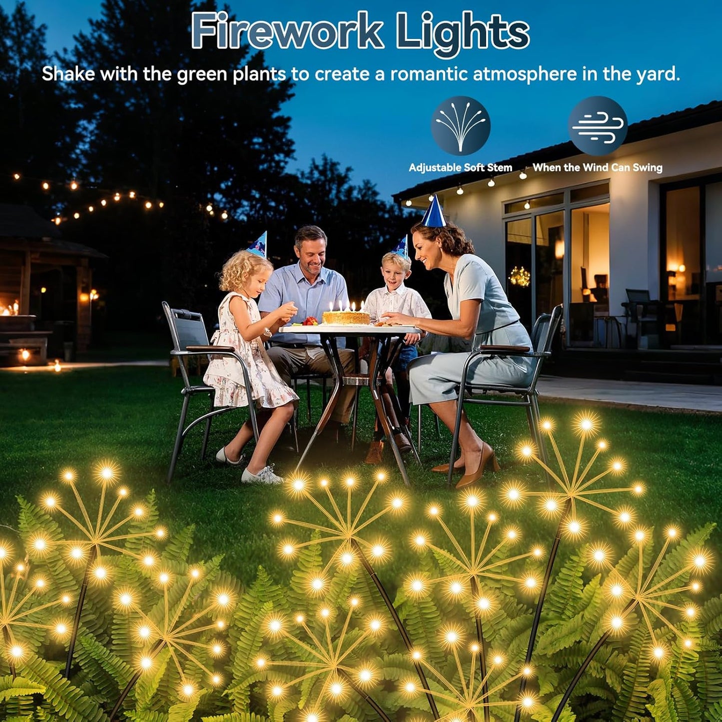 Solar Garden Lights 6 Pack Waterproof Swaying Starburst Light Solar Outdoor Lights for Yard Patio Walkway Pathway Party Wedding Decoration, Unique Gifts for Women, Warm White