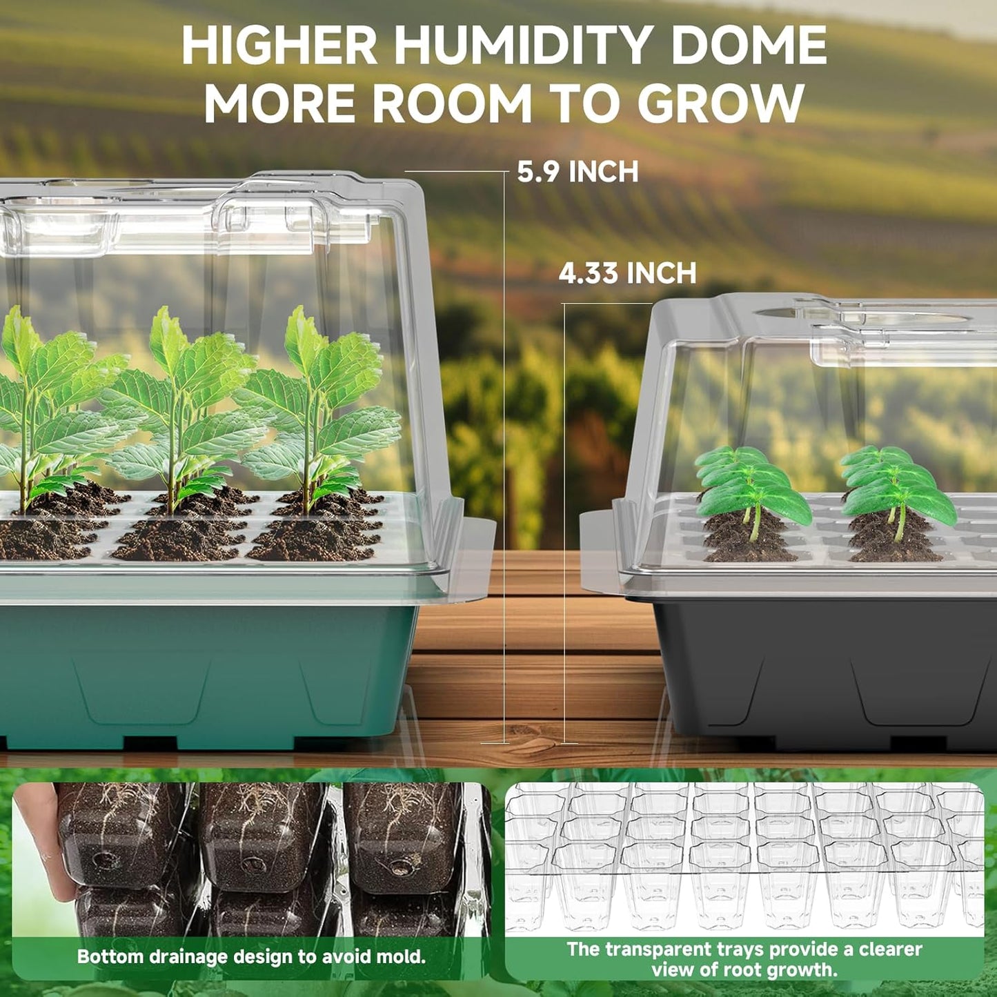 80 Cells Seed Starter Trays with Grow Lights, Color Change Grow Lights for Seed Starting Kit, 3 Timming Set, Plant Growing Kit for Gardeners，Germination Trays Kits