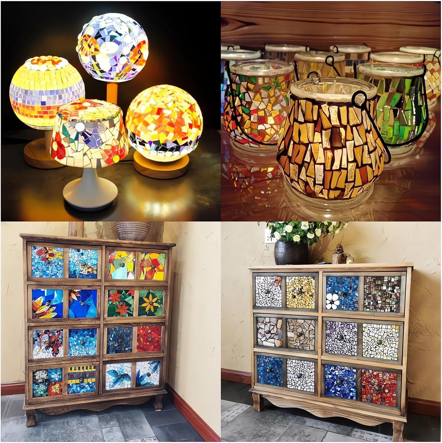 Green Mixed Irregular Mosaic Glass Mosaic Tiles Pieces, 300 Grams Mosaic DIY Set Adult Mosaic Set, Mosaic Crafts Mosaic Making Supplies