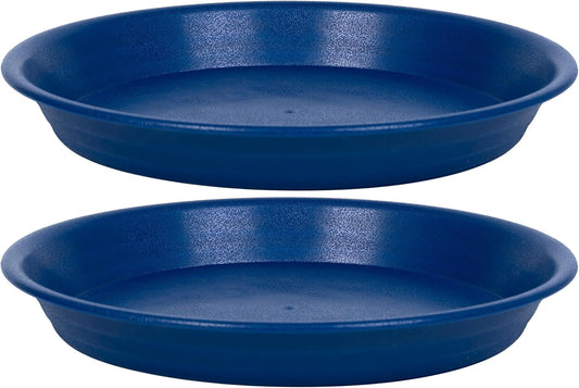 2 Pack Plant Saucer Drip Tray 13 14 inch, Large Plastic Flower Planter Saucers and Drip Trays for Indoors Outdoors, Heavy Durable Plant Plate Water Catcher (14", Blue)