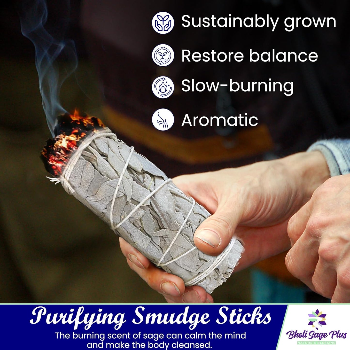 White Sage Sticks Pack of 3, Sage Smudge Kit 4'' Long Dried Sage Sticks for Meditation, Smudging and Cleansing, Getting Rid of Negative Energy