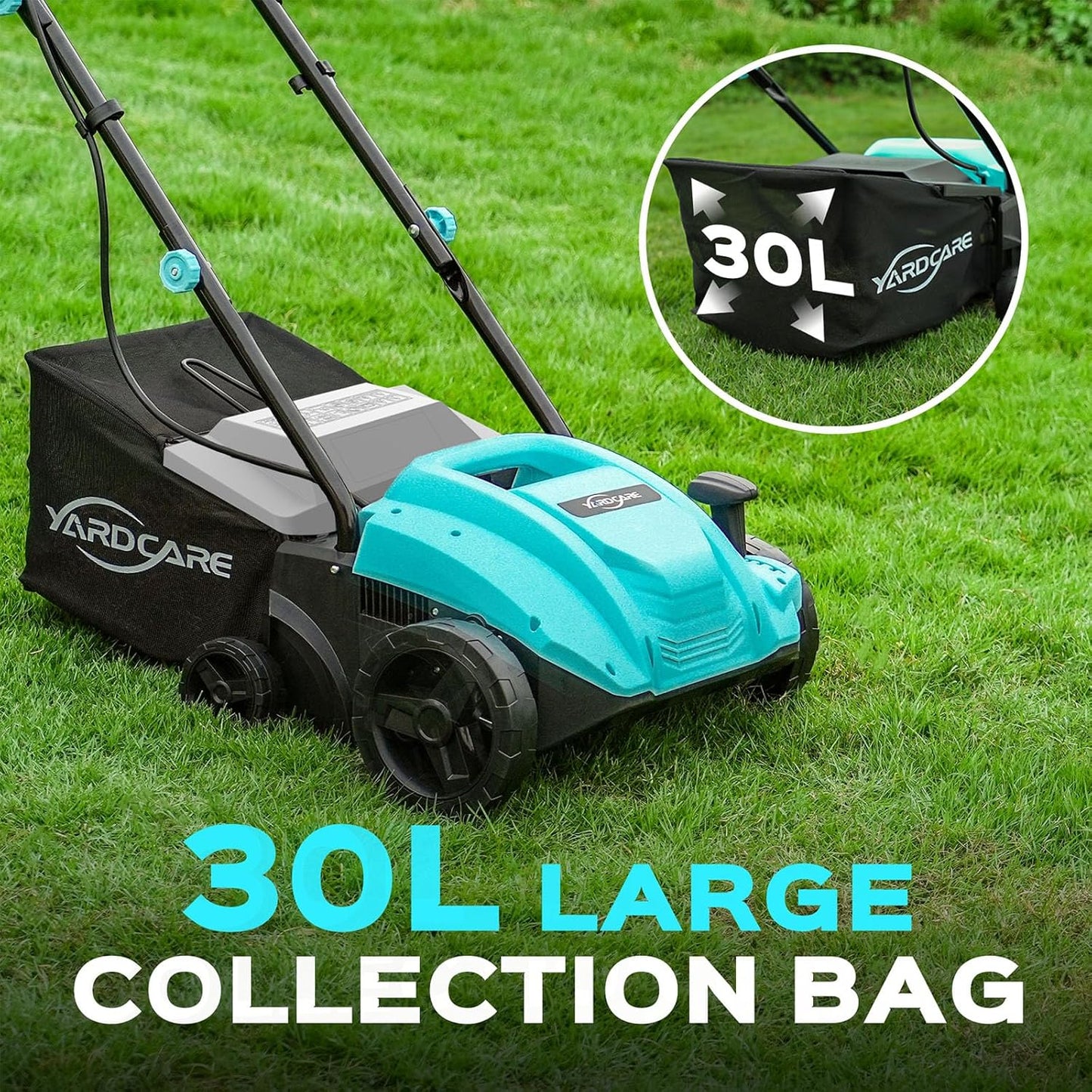 2-in-1 Electric Dethatcher & Scarifier, 13-Inch Electric Lawn Dethatcher with 4-Position Depth Adjustment, 8 gal Thatch Bag, Gray