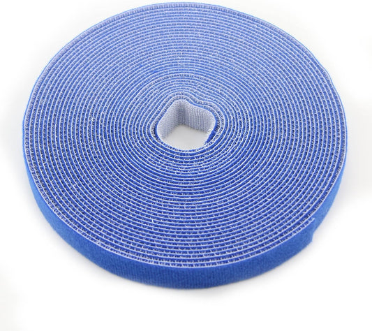 Reusable Fastening Tape Cable Ties 3/4 Inch Double Side Hook Roll (10 Yard, Blue)