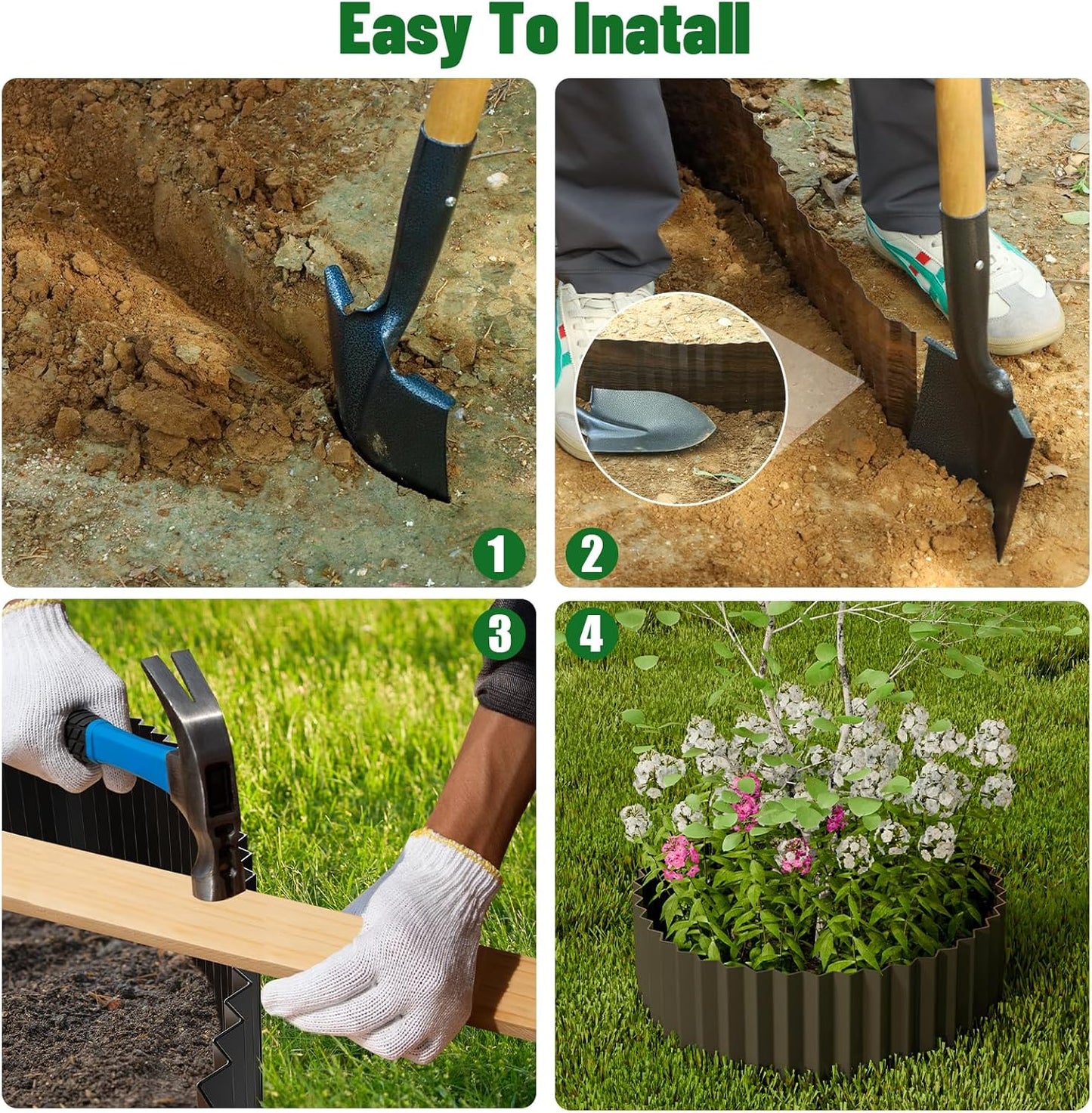 SnugNiture Corrugated Metal Garden Edging,6" x 20' Sturdy Lawn Edging Border,Landscape Edging Border for Lawn, Flower Bed,Garden and Yard