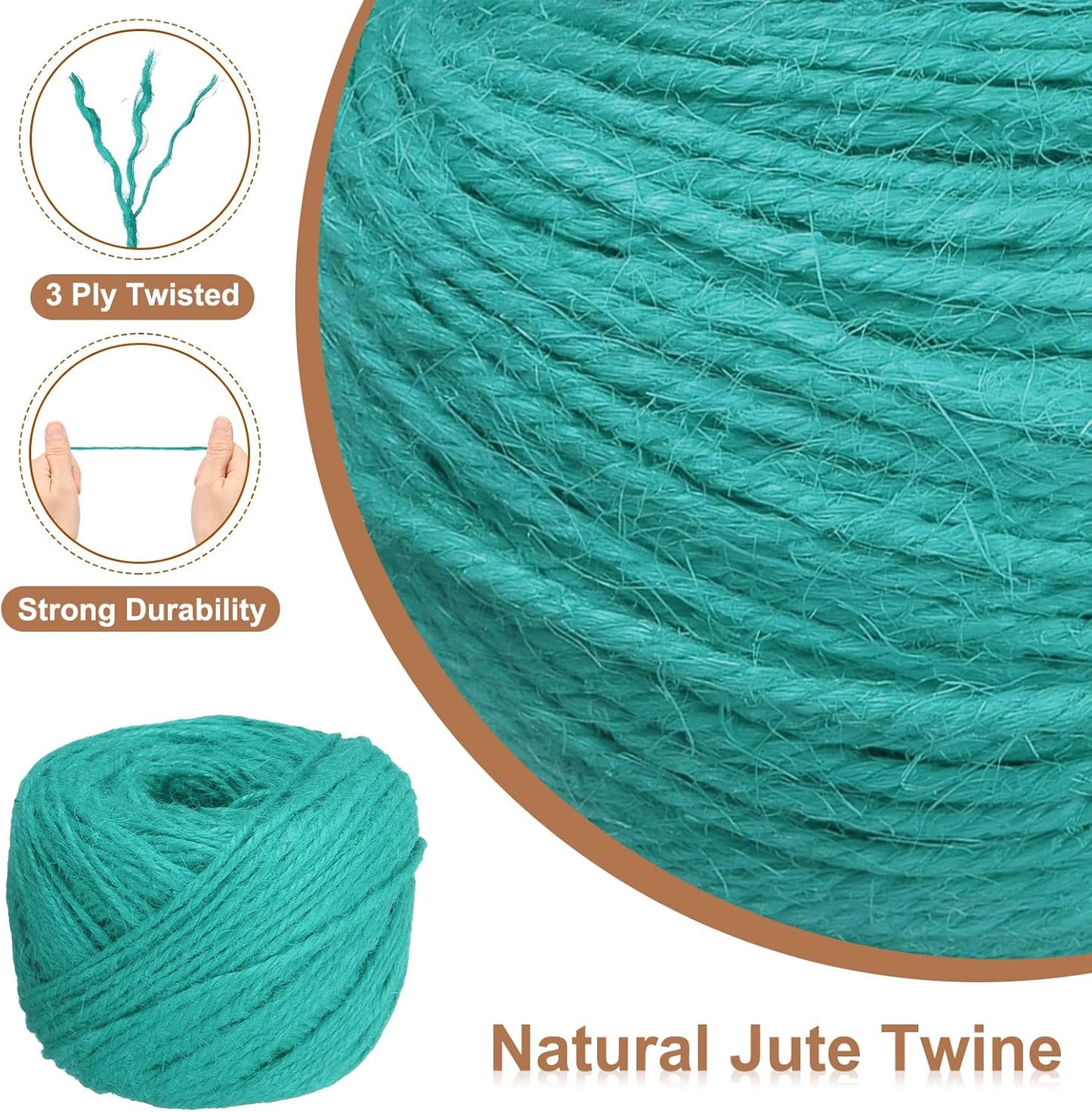 uxcell 328 Feet Natural Jute Twine String,2mm Thin Garden Twine Rope Colored Plant String Cord for DIY Art Crafts Gift Wrapping Decoration Packing Gardening Plant Hanger,Bright Blue