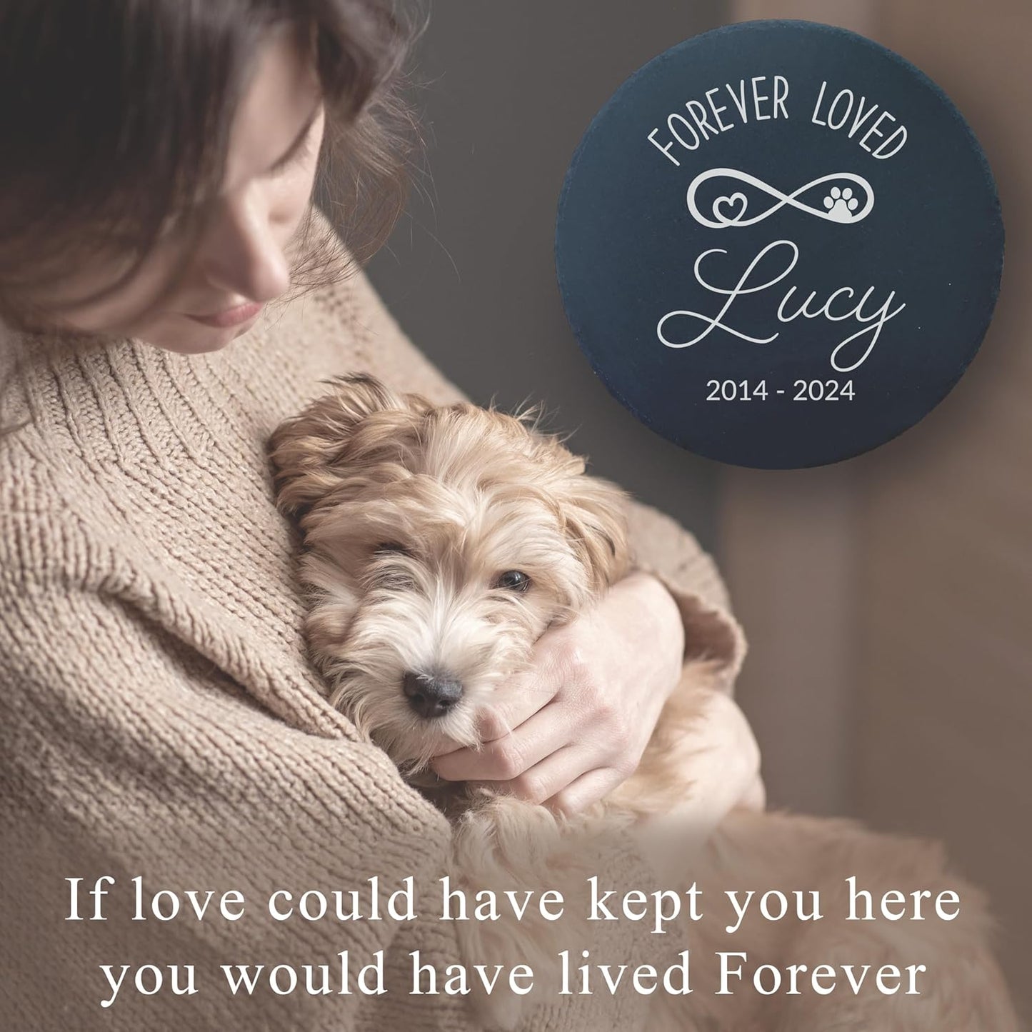 Personalized Pet Memorial Stone for Dogs and Cats | Custom Laser-Etched Weatherproof Garden Grave Marker | Natural Stone Bereavement Headstone Sympathy Gift | 4, 6, 10, or 12 Inch Heart or Circle Shape (A13)