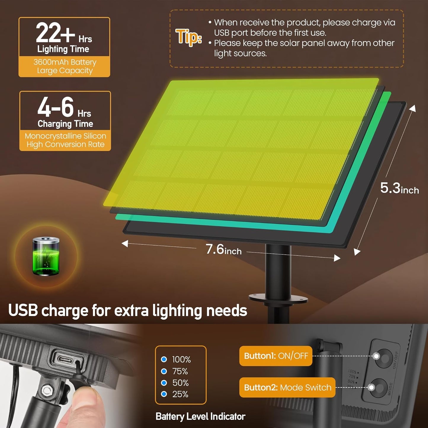 Solar String Lights Outdoor Waterproof 54 FT 24 Sockets 25 LEDs Patio Lighting, USB Charge & Remote Controlled Dimmer Timer, Solar Outdoor Lights for Patio Yard Outside Camping Party 2700K