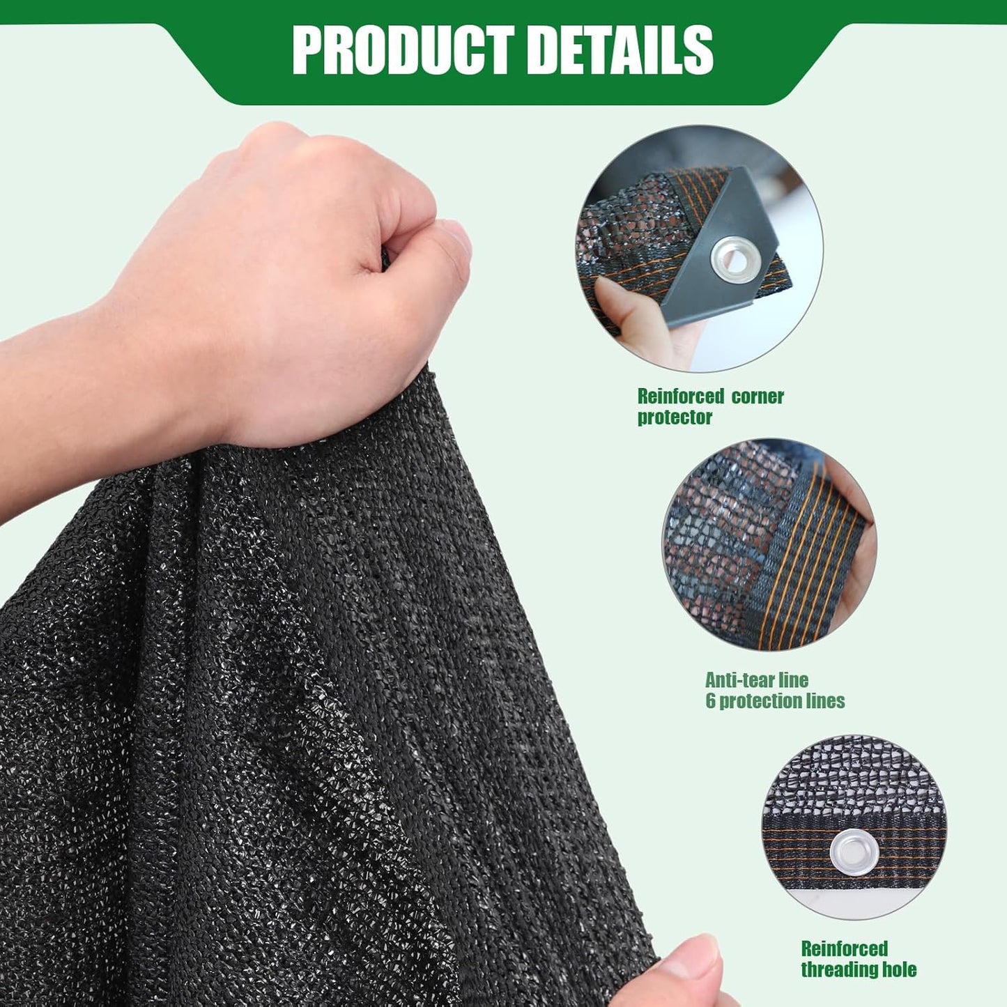 40% Shade Cloth for Garden, 20×20FT Plant Shade Cloth with Grommets Mesh Tarp for Greenhouse, Dog Kennel Cover, Chicken Coop, Patio Plants Outdoor Sun Shade