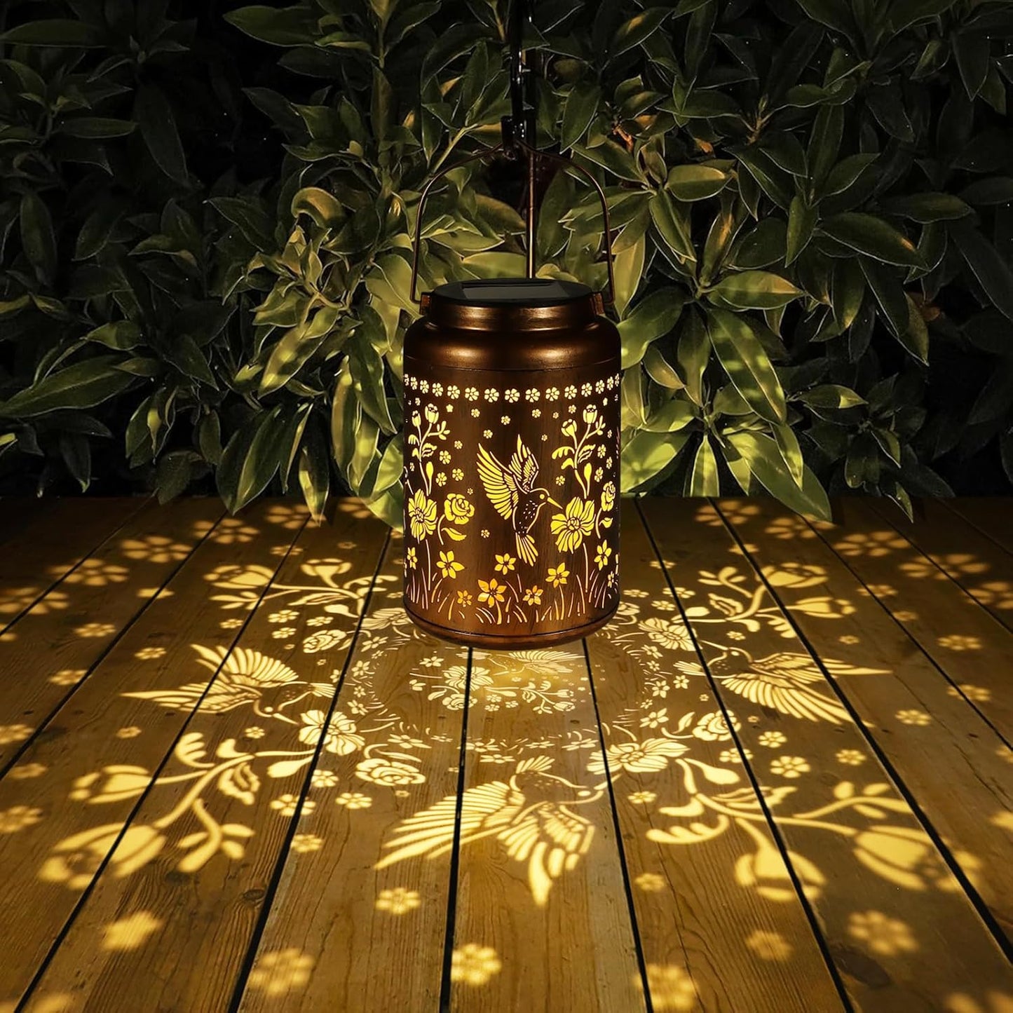 2 Pack Solar Lanterns Outdoor Waterproof, Hummingbird Garden Decor Gifts for Women Mom Grandma Hanging Solar Lights Metal Solar Decoration Outside for Yard, Patio, Lawn, Pathway