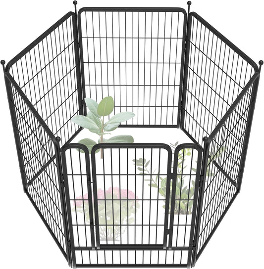 FXW Garden Fence Outdoor for The Yard – 40in(H) x 13.6ft(L) Heavy Duty Metal Animal Barrier for Dog and Rabbit, Decorative Dog Fence, 6 Panels, Black