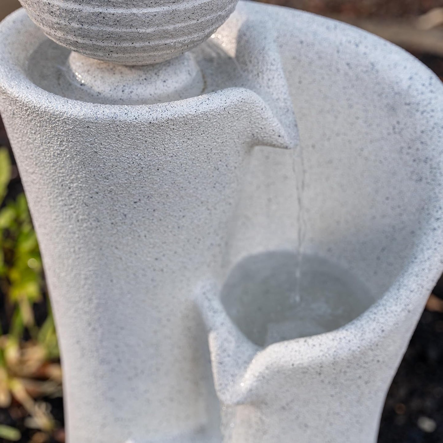 Xbrand 41" Modern Sphere Curve Cascading Fountain, Resin