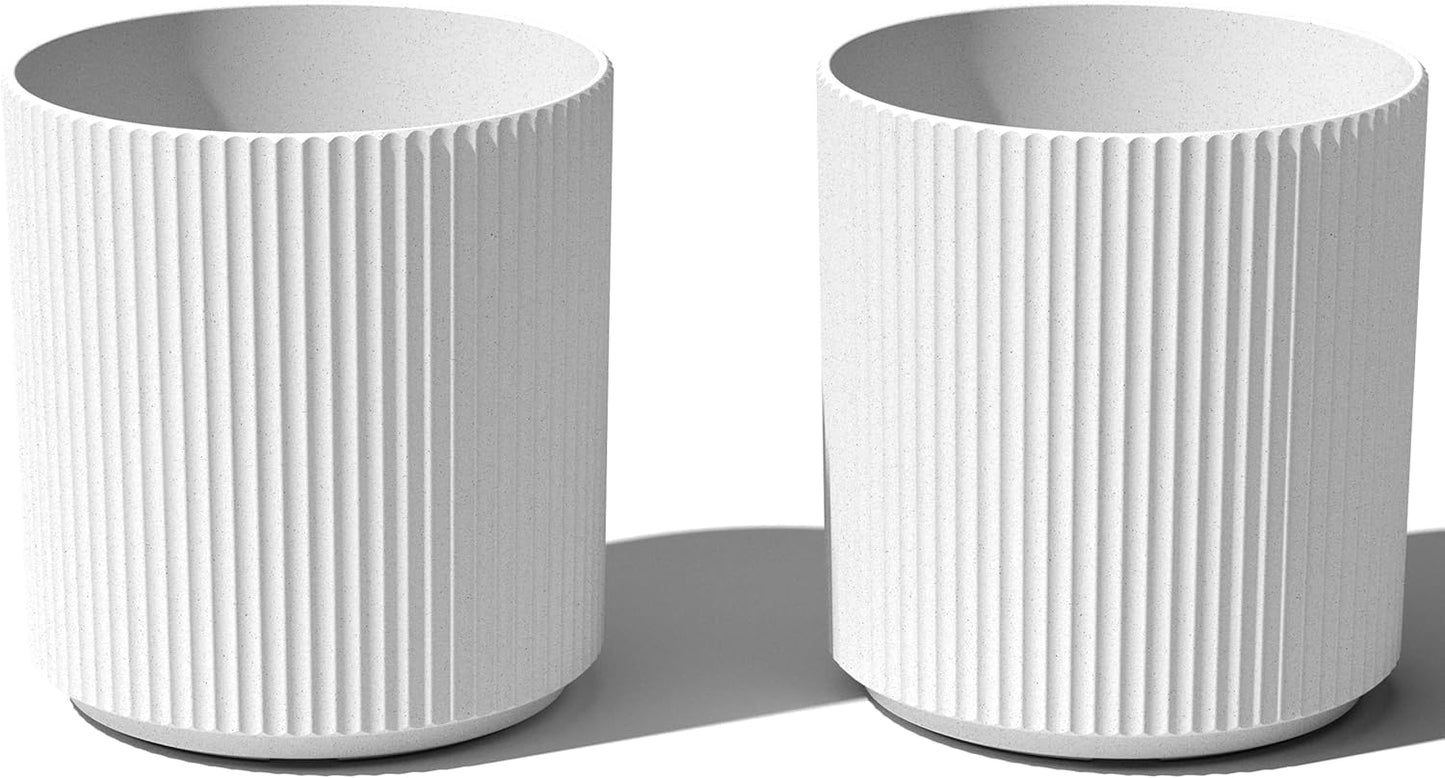 Veradek Round Demi Planter Pots for Indoor/Outdoor Garden Use | Made from Plastic - Concrete Mix with Drainage Holes | Perfect for Small to Large Succulent Plants, Flowers, Modern Interior Plants