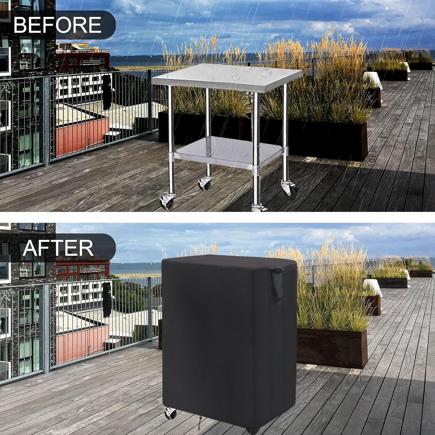 Prep Table Cover for Keter Unity Small Portable Table, 33inch Outdoor BBQ Cart Cover Buffet Grill Table Cover Bar Tool Cart Cooler Covers Waterproof