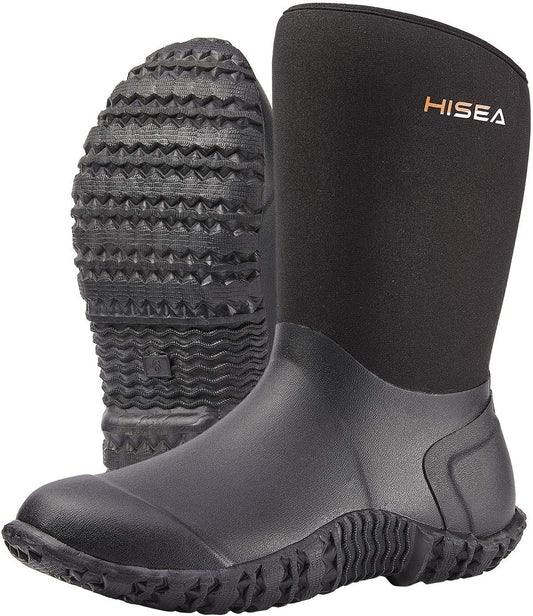HISEA Women's Rubber Garden Boots Waterproof Insulated Yard Gardening Shoes Mid Height for Mud Working Outdoor