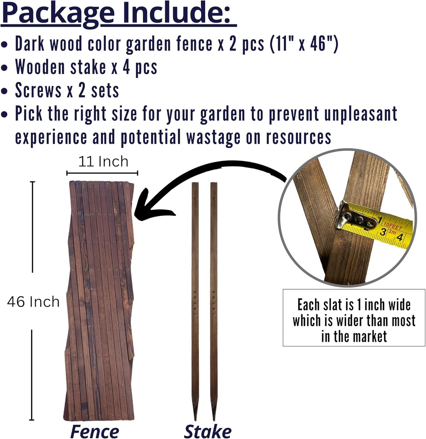 ShopLaLa Garden Fence (2 Pack, Total 12ft (L)) Wooden Lattice Panels for Outside Flower Edging Landscape Patio Outdoor Decor, Expandable Wood Plant Trellis Fences and Gates, Animal Barrier for Dogs