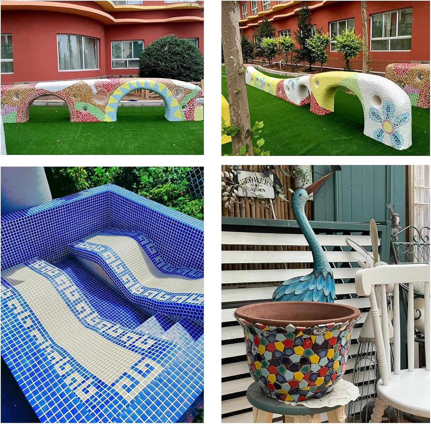 50 Pieces Coffee Mosaic Tiles for Crafts 1" Ceramic Tiles Assorted Colors Square Ceramic Mosaic Project Supplies for Photo Frame Mosaic Stepping Stones Bath Old Pool Furniture Decor