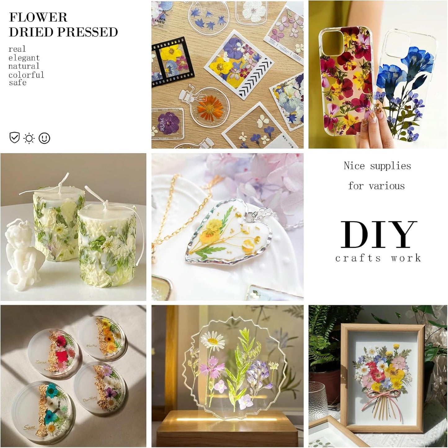 192Pcs Dried Pressed Flowers for Resin, Assorted Real Natural Bulk Dry Floral Leaves for DIY Art Crafts, Epoxy Molds, Jewelry, Soap, Candle Making, Nails Decors