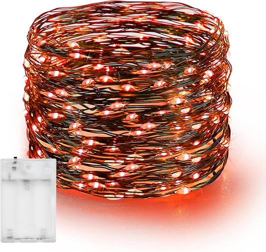 Dazzle Bright Fairy String Lights, 20 FT 60 LED Copper Wire Battery Operated Waterproof Lights, Halloween Decorations for Indoor Home Outdoor Garden Patio Yard Party Decor (Orange, 1)