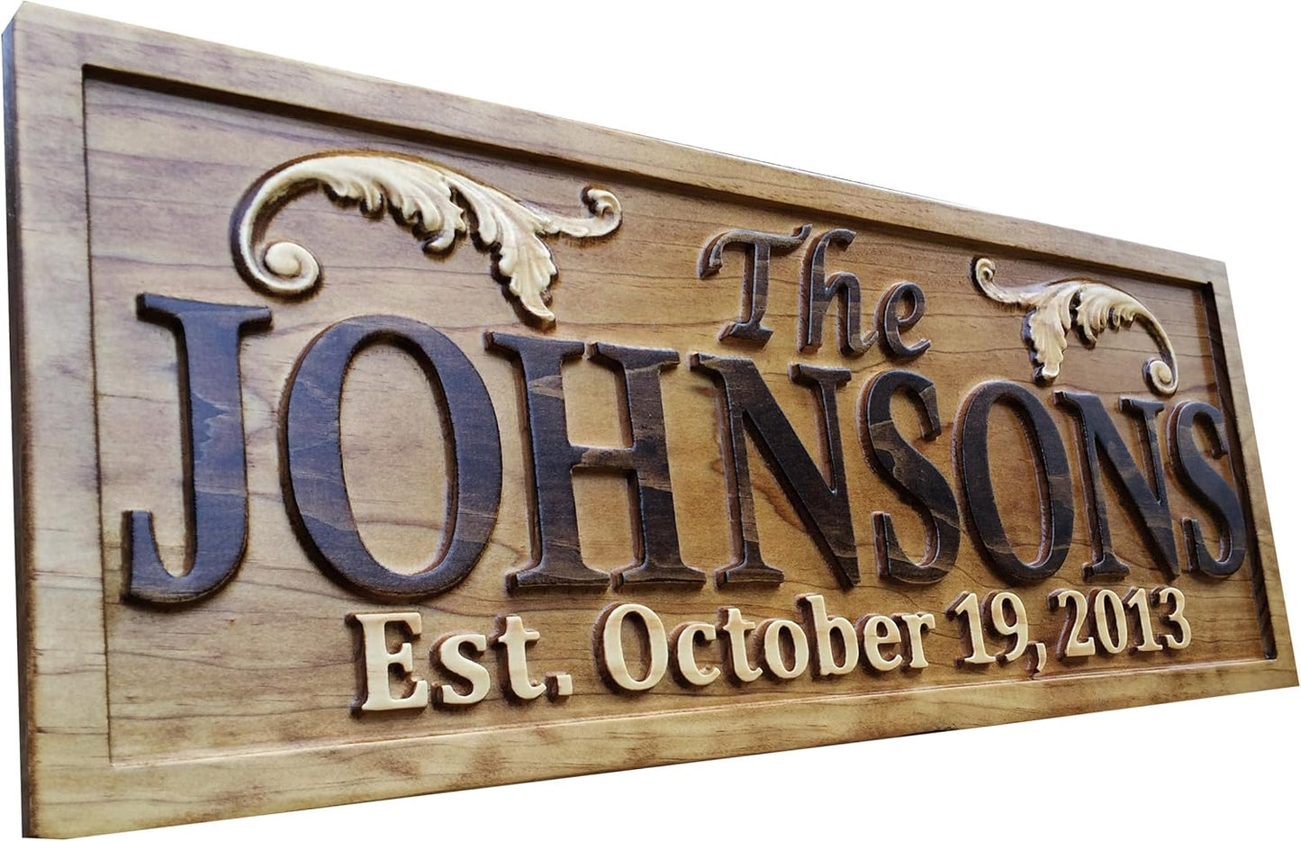 Personalized Lake House Sign Custom Wood Sign Carved Last Name Wooden Signs Home Décor 3D Cabin Rustic Lakehouse Personalized Wedding Gift Established Sign Family Name Sign 5 Year Anniversary