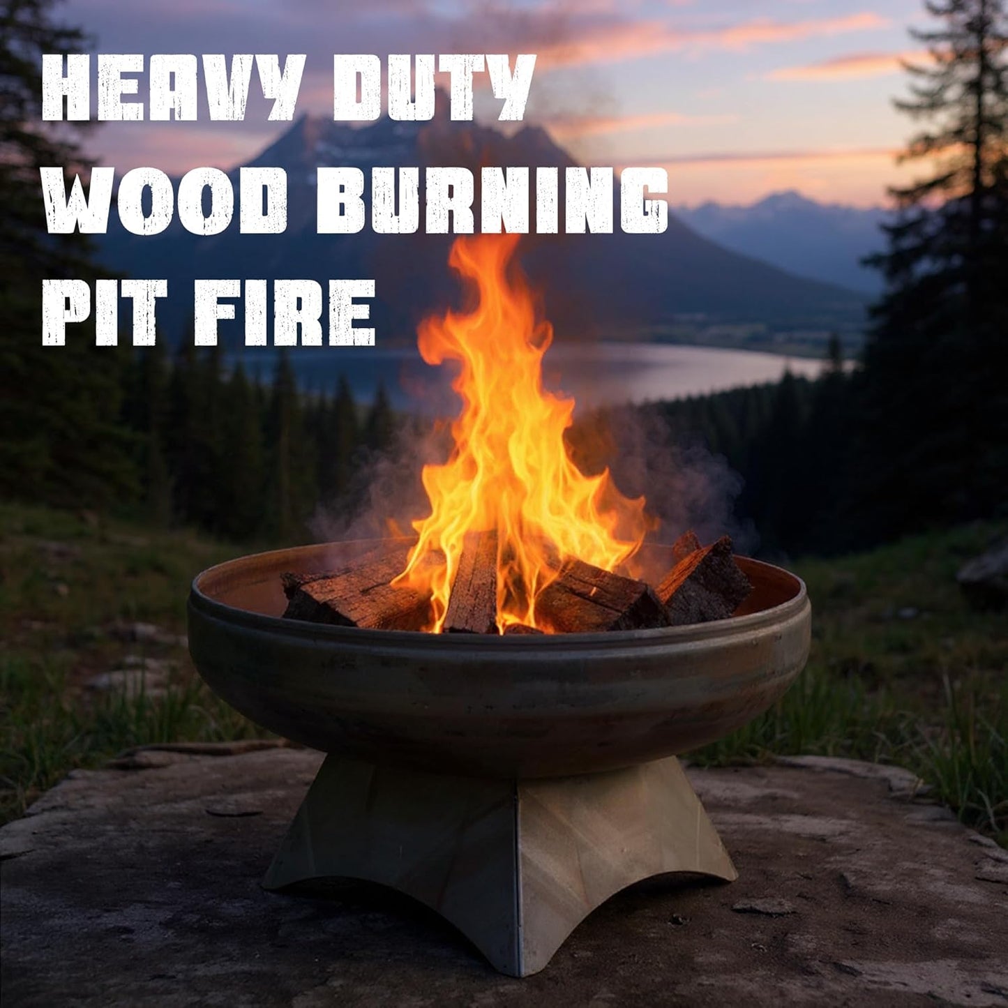 Liberty Fire Pit – Ohio Flame Wood Burning Outdoor Fire Pit - 24" Diameter with Standard Base (Made in USA)