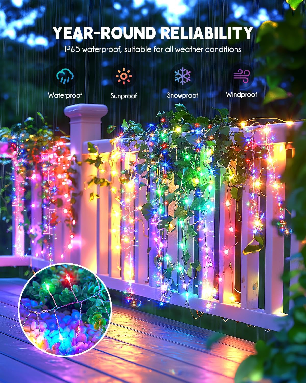 Brightown Solar String Lights for Outside, 2 Packs Total 39.2Ft 480 LED Solar Fairy Lights for Outdoor Waterproof with 8 Modes for Patio Party Garden Yard Home, Multicolor