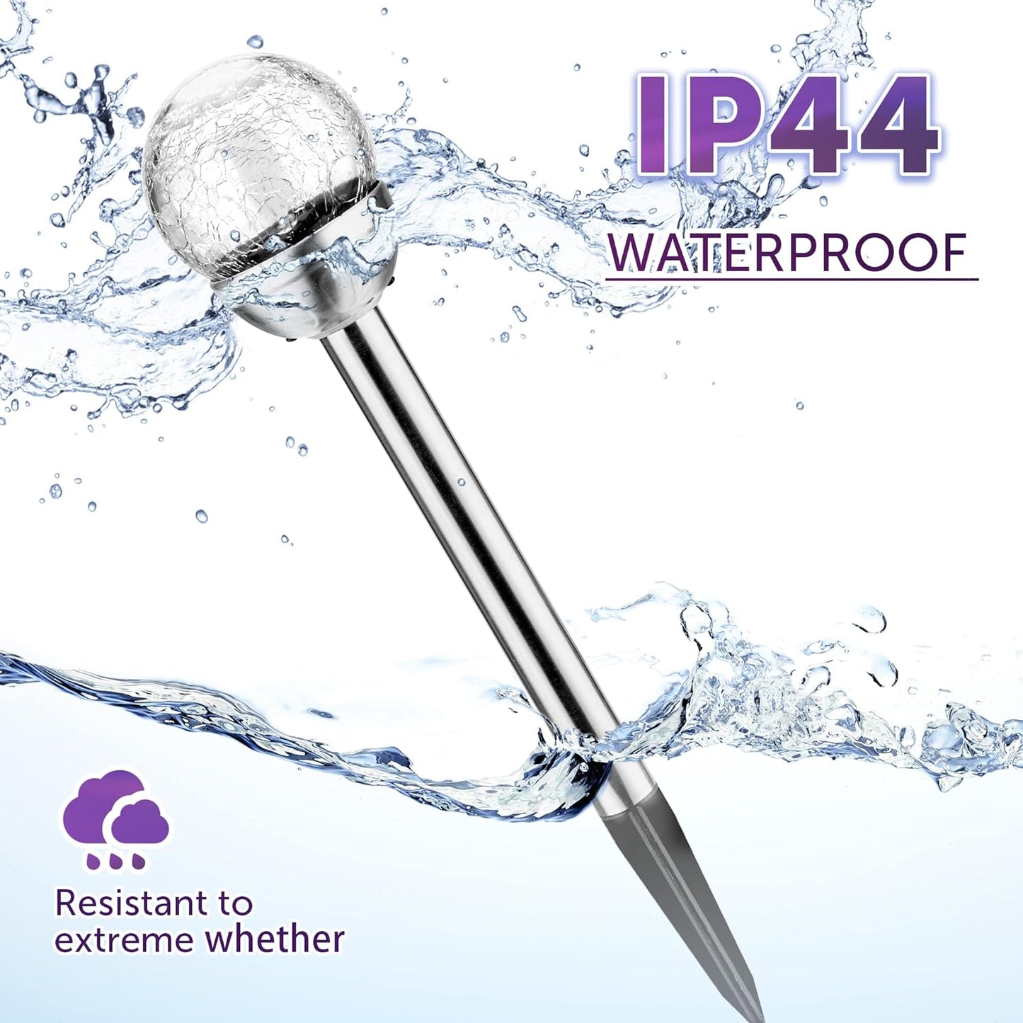 GIGALUMI Solar Outdoor, Cracked Glass Ball Solar Garden Lights, Color Changing Lights Outdoor,Garden LED for Path, Patio, Yard, 6 Pack Pathway