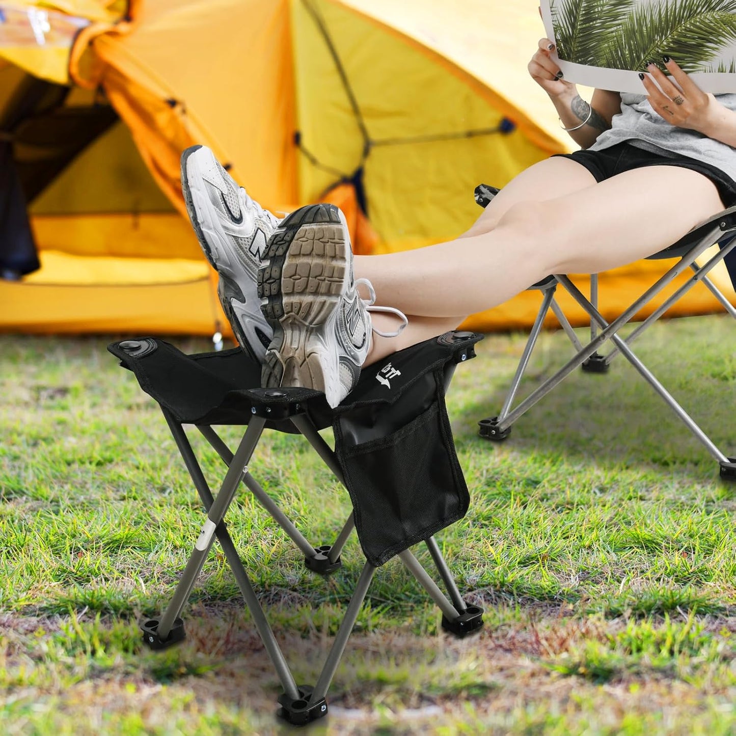 Roptat 2 Pack Camping Stool,Portable Folding Compact Lightweight Stool Seat for Camping Fishing Hiking Gardening Outdoor Walking Backpacking Travelling and Beach with Carry Bag