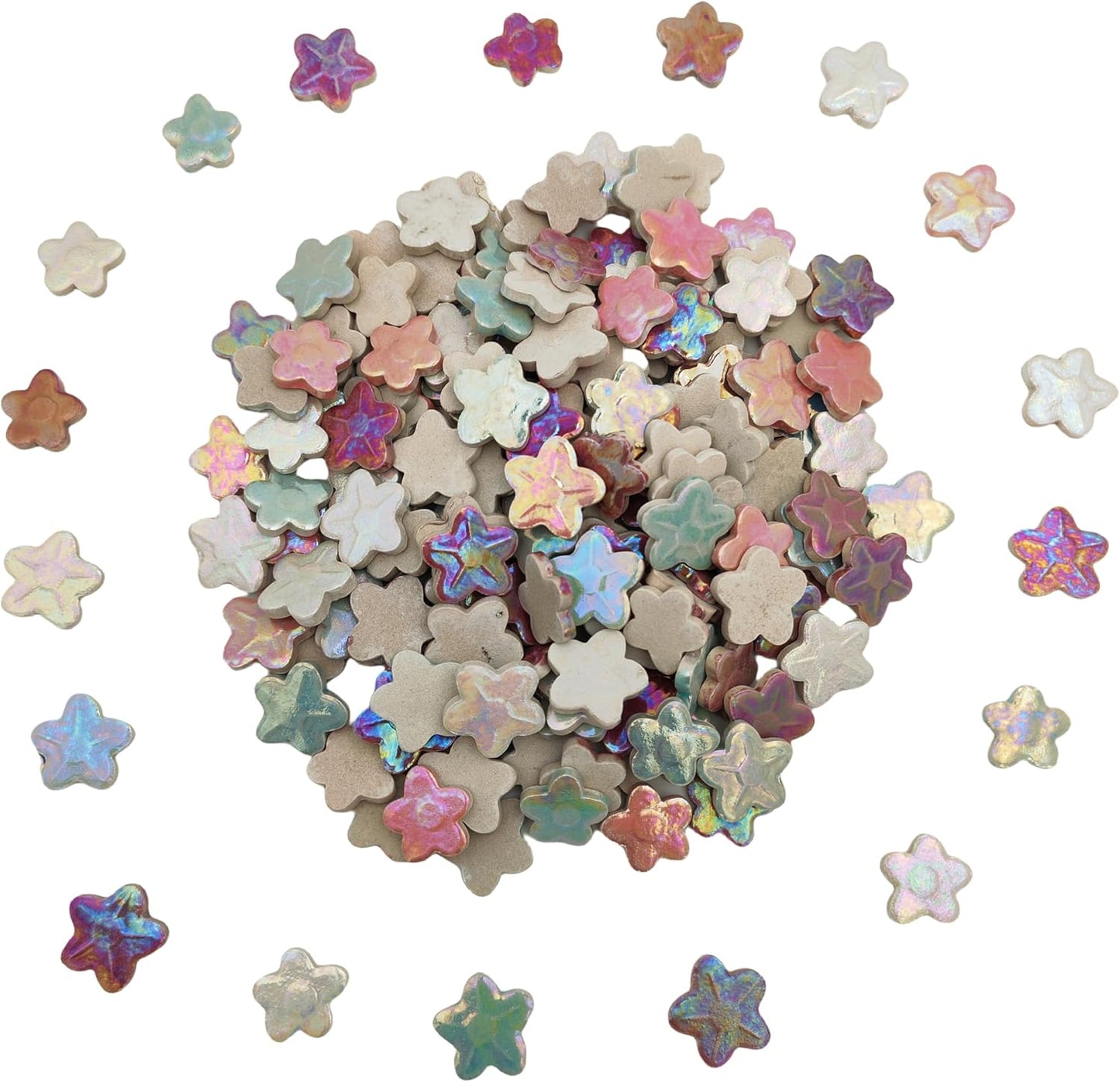 500g/1.1lb Random Color Irregular Ceramics Mosaic Tiles,DIY Making Creative Ceramic Mosaic Tiles for DIY Craft Plates Flowerpots Vases Cups Mosaic Making Supplies (Flowers 1)