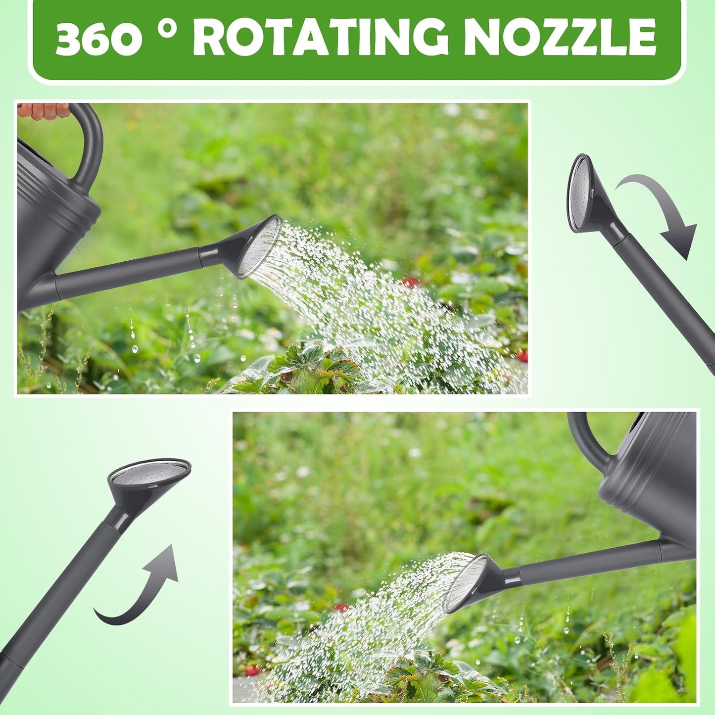 1 Gallon Watering Can for Indoor Plants, Garden Watering Cans for Outdoor Plant House Flower, Modern Plant Watering Can Large Long Spout with Sprinkler Head