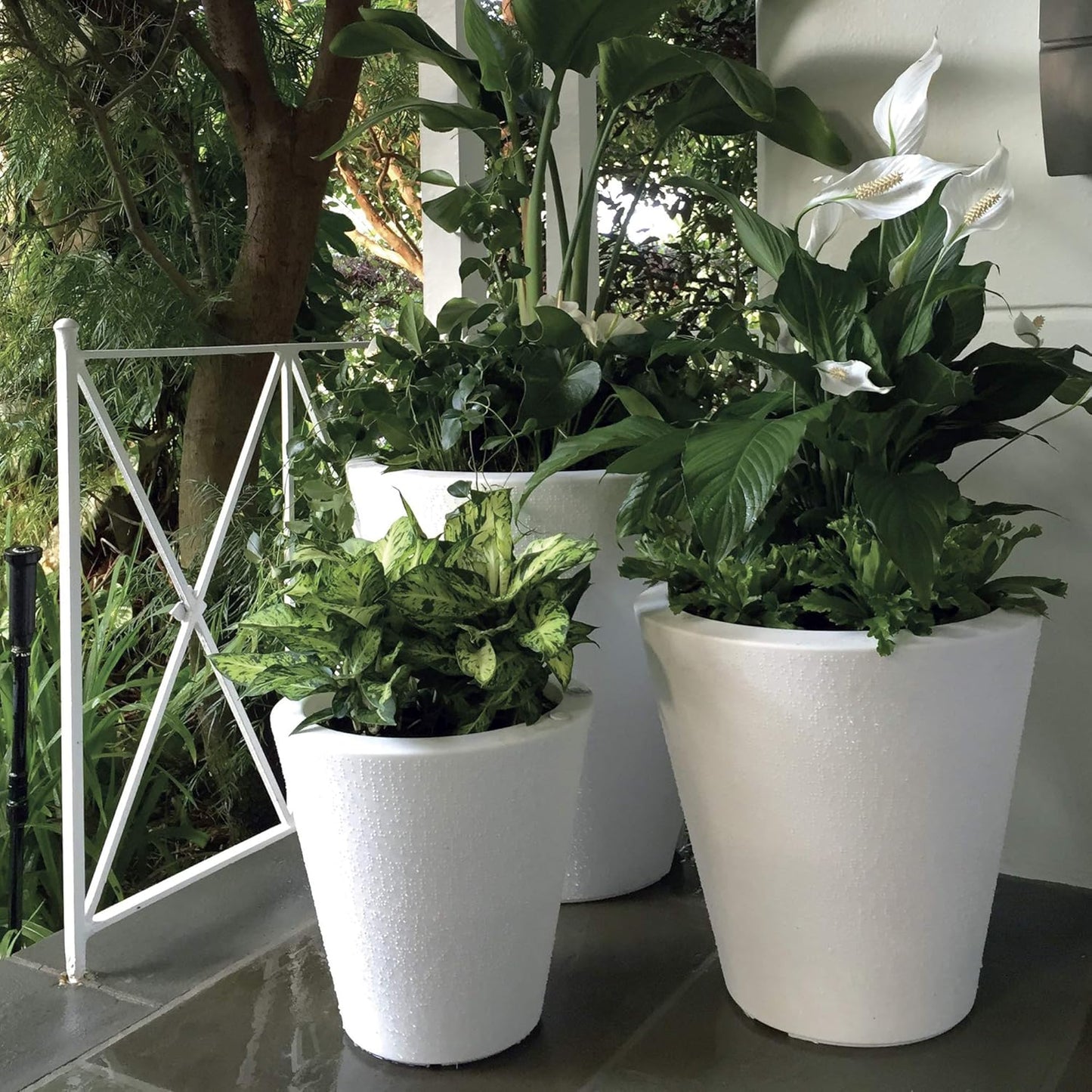 Crescent Garden Dot TruDrop Indoor/Outdoor Planter, Self-Watering Plant Pot, 16 Inches, (Caviar Black)