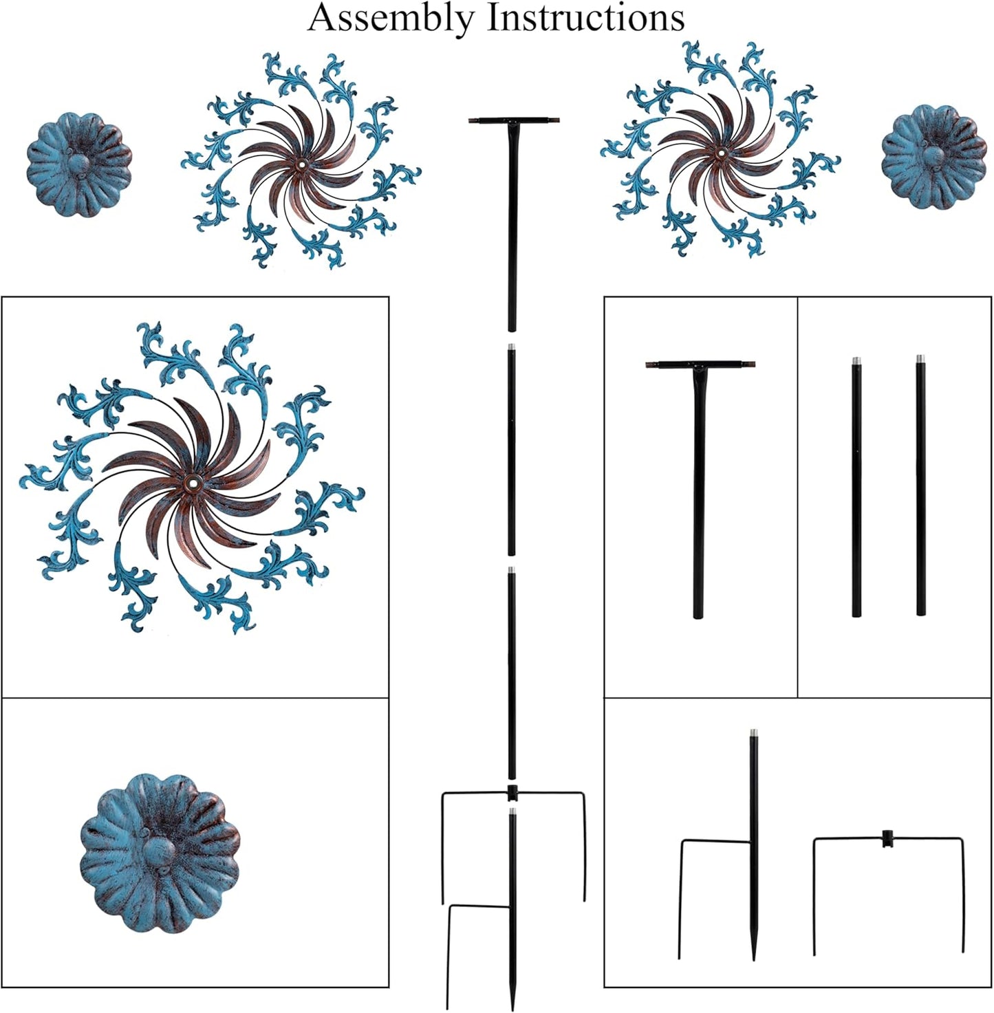 Wind Spinner Outdoor,Large Kinetic Wind Sculptures& Spinner 360 Degrees Wind Spinner Metal Windmill Spinner 58.7 Inch for Patio,Lawn & Garden
