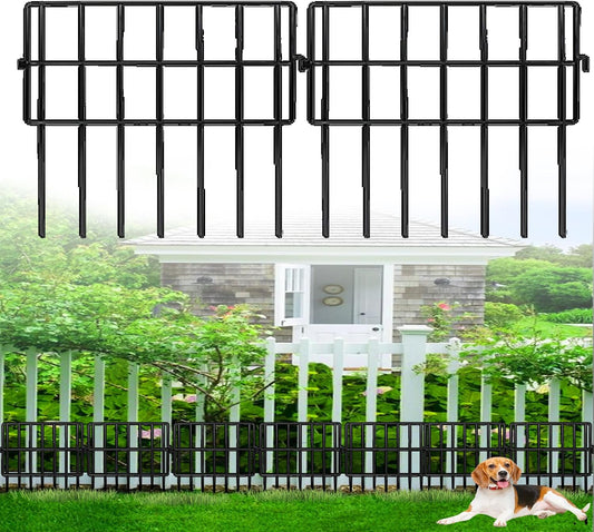 Decorative Garden Fence 17in x10.8ft,10 Pack Rustproof Metal No Dig Fence Animal Barrier for Dog and Rabbits,Square Flower Bed Edging Ornamental Wire Border Panel Fencing,Yard Patio Defense(Square)