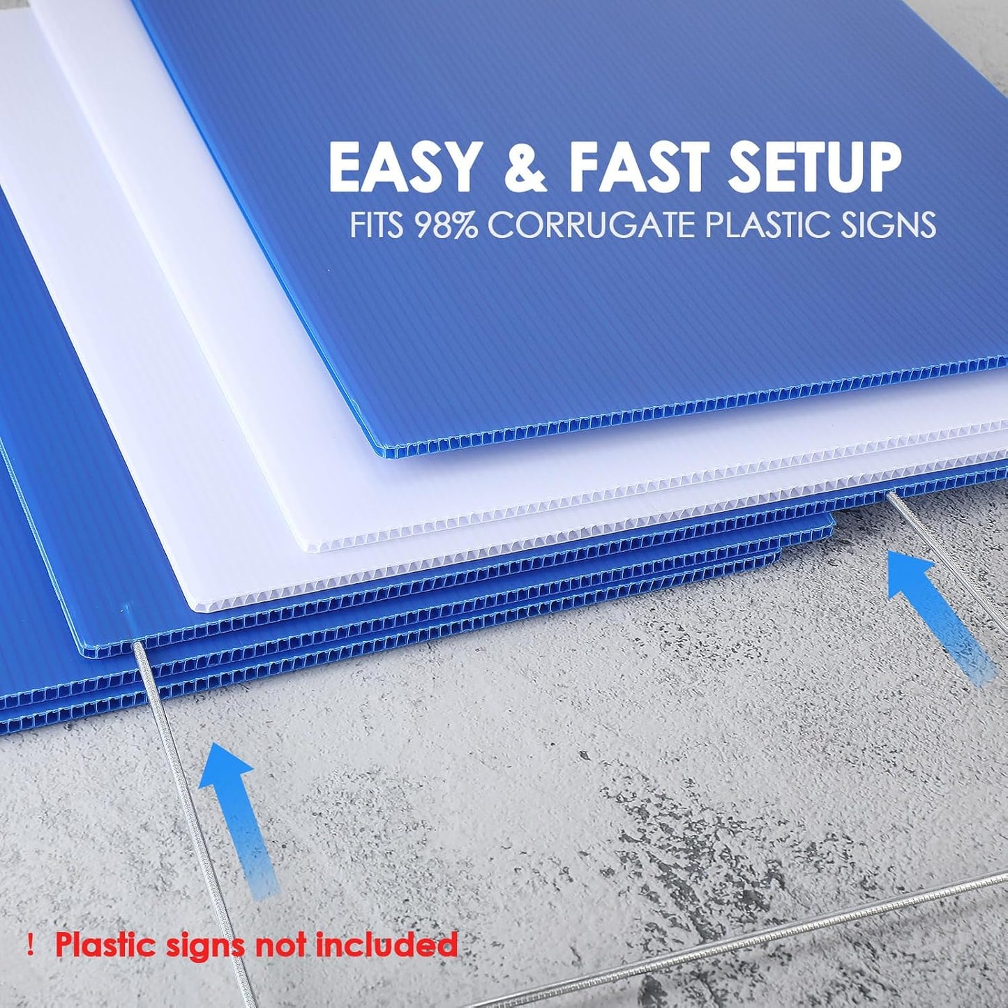 12 Pcs H Stakes for Yard Signs 16.5'' x 7'' Heavy Duty Metal H Frame Wire Stakes Weatherproof Metal Holder for 4mm 5mm Corrugated Signs Guidepost Yard Halloween Decoration