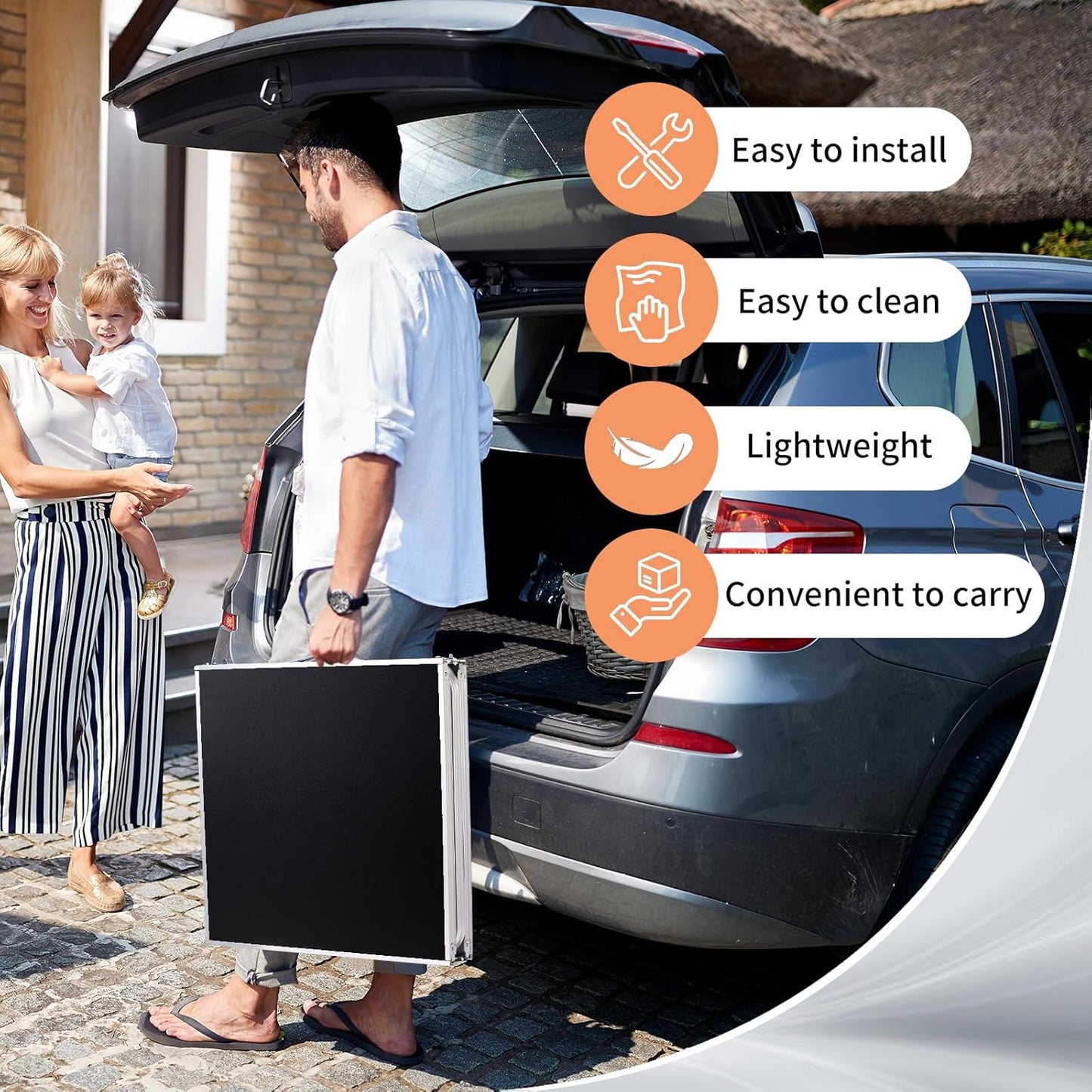 6.0 Ft Folding Portable Camping Table with Three Adjustable Heights, Tri-fold Outdoor Table, Outdoor Camping Kitchen, BBQ, Picnic, Cooking, Beach, Garden, Party, Black