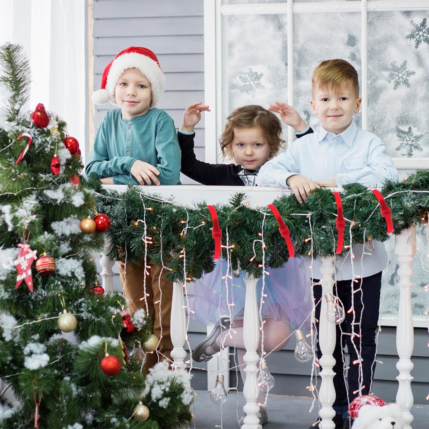 100 Pcs Christmas Garland Ties 12Inch Adjustable Holiday Garland Twist Ties for Holiday Halloween Tree Wreath Party Yard Wall Doorway Reusable Nylon Garden Cable Straps Decoration(Red)