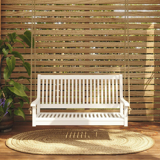 East Green Hayden 4 Foot White Porch Swing - Outdoor Bench Swing Crafted from Naturally Weather-Resistant Acacia Wood