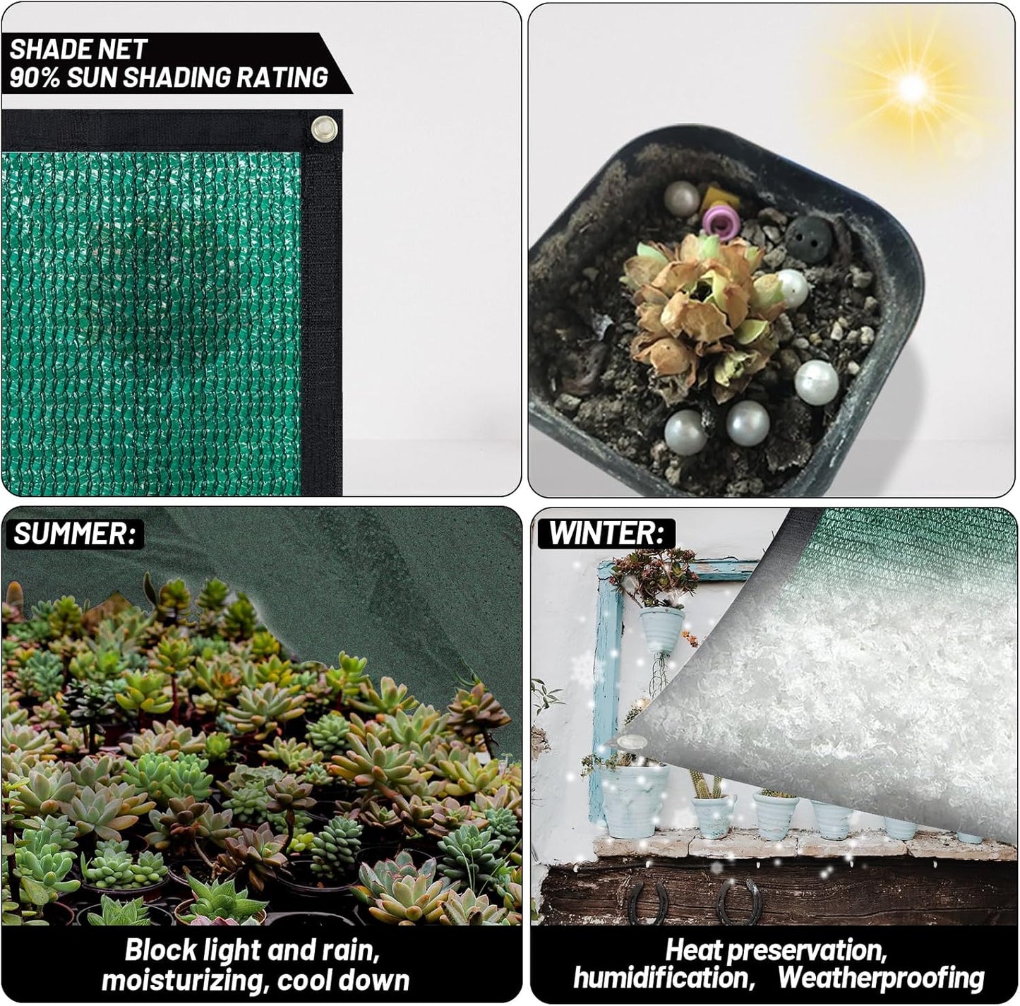 Cool Area 90% Sun Shade Cloth Mesh Tarp with Grommets for Plant Cover 6x8ft Patio Canopy Garden Pergola Blackhouse Car Barn Kennel Green