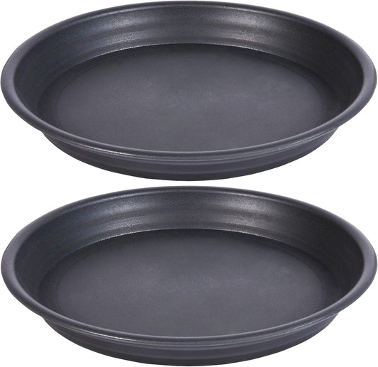 2 Pack Plant Saucer Drip Tray 13 14 inch, Large Plastic Flower Planter Saucers and Drip Trays for Indoors Outdoors, Heavy Durable Plant Plate Water Catcher (14", Dark Gray)