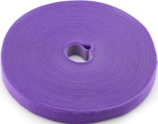 Reusable Fastening Tape Cable Ties 3/4 Inch Double Side Hook Roll (25 Yard, Purple)
