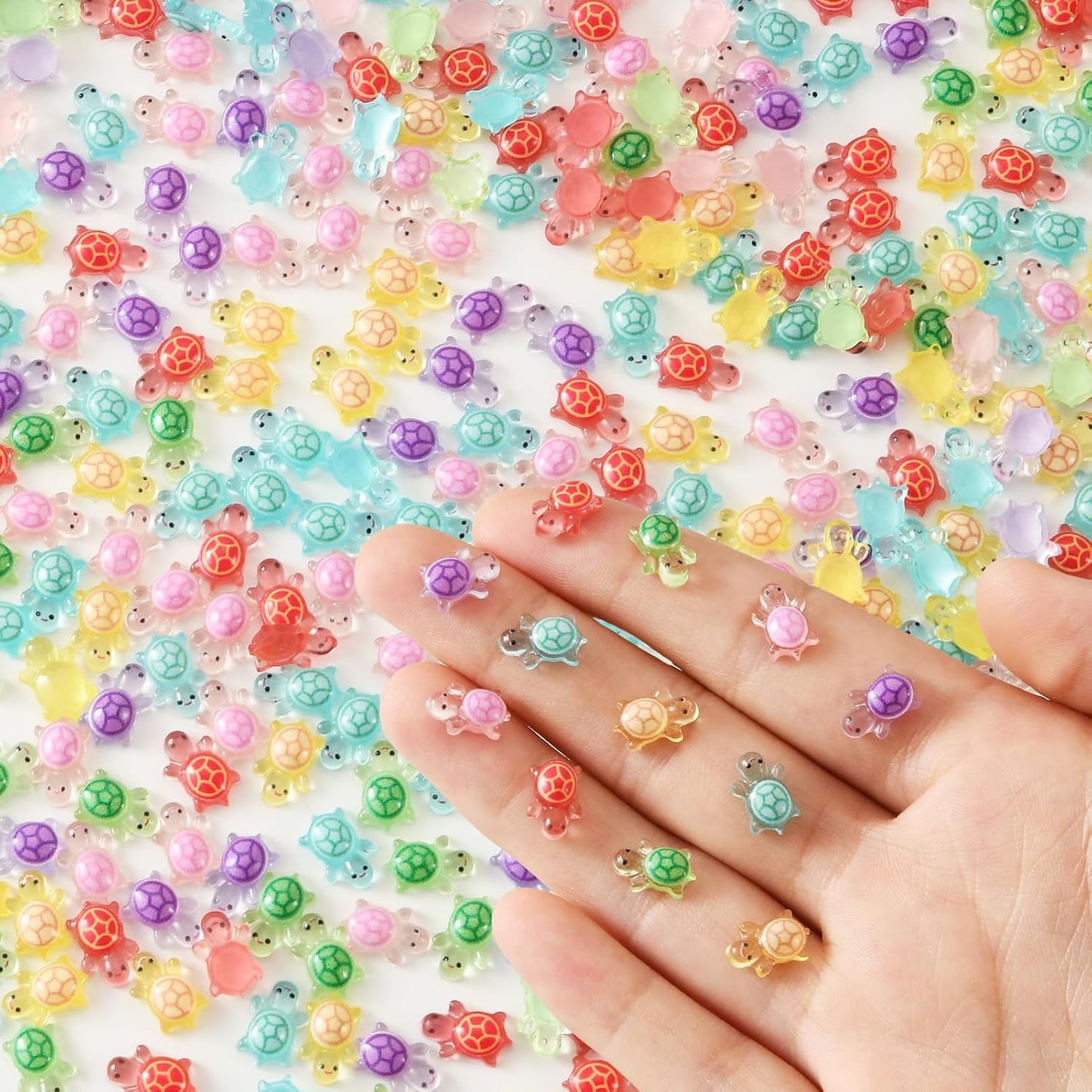 400 Pcs Luminous Mini Resin Turtle Mini Resin Figurines Cute Miniature Figurines for Fairy Garden Decor Micro Landscaping Hide Crafts Nail Art