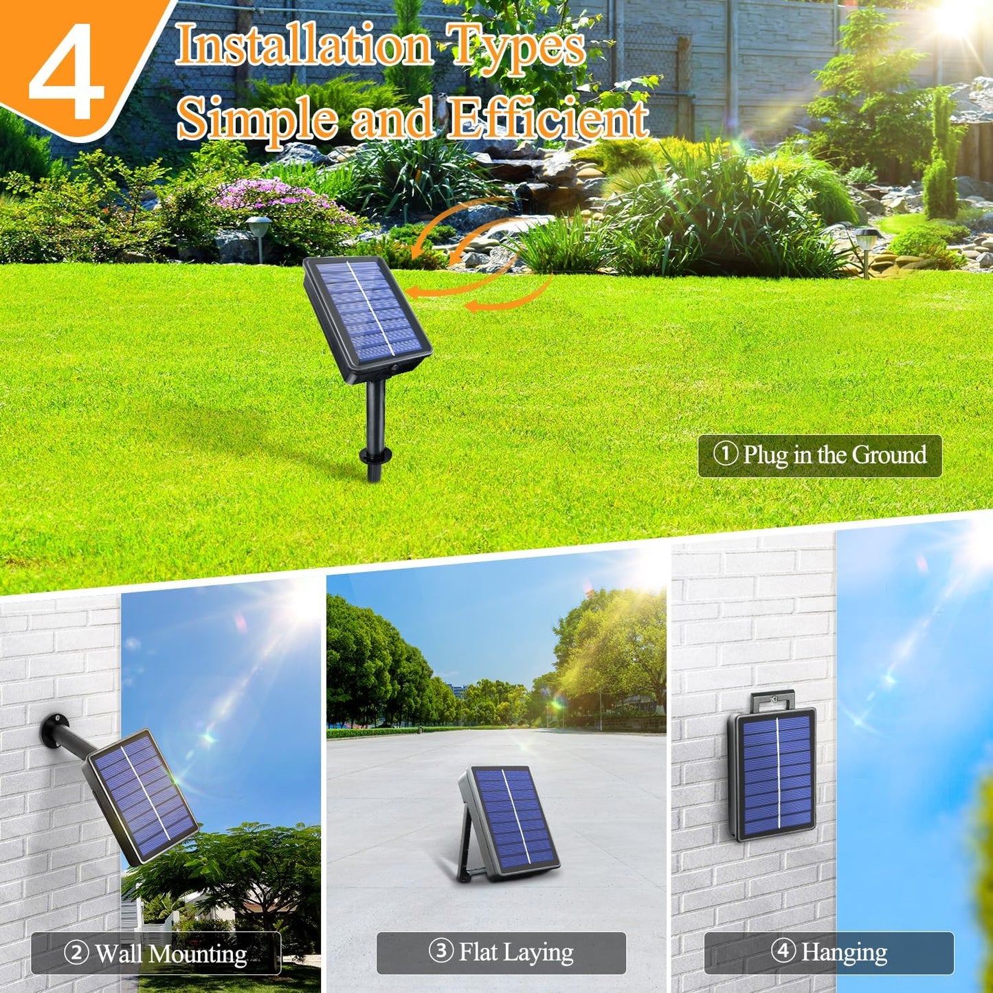 Solar String Lights 120LED 40FT, IP67 Waterproof Solar Lights for Outside with 8 Lighting Modes, Upgraded Solar Panel Fairy Lights for Garden Party Wedding Decorations (Warm White)