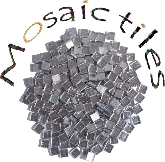 SMEIINIK 1.1lb Bulk Single Iridescent Color Mosaic Tiles for Crafts, Glass Pieces for Puzzles, Stained Glass Tiles for DIY, Making Supplies (MJ01-40)