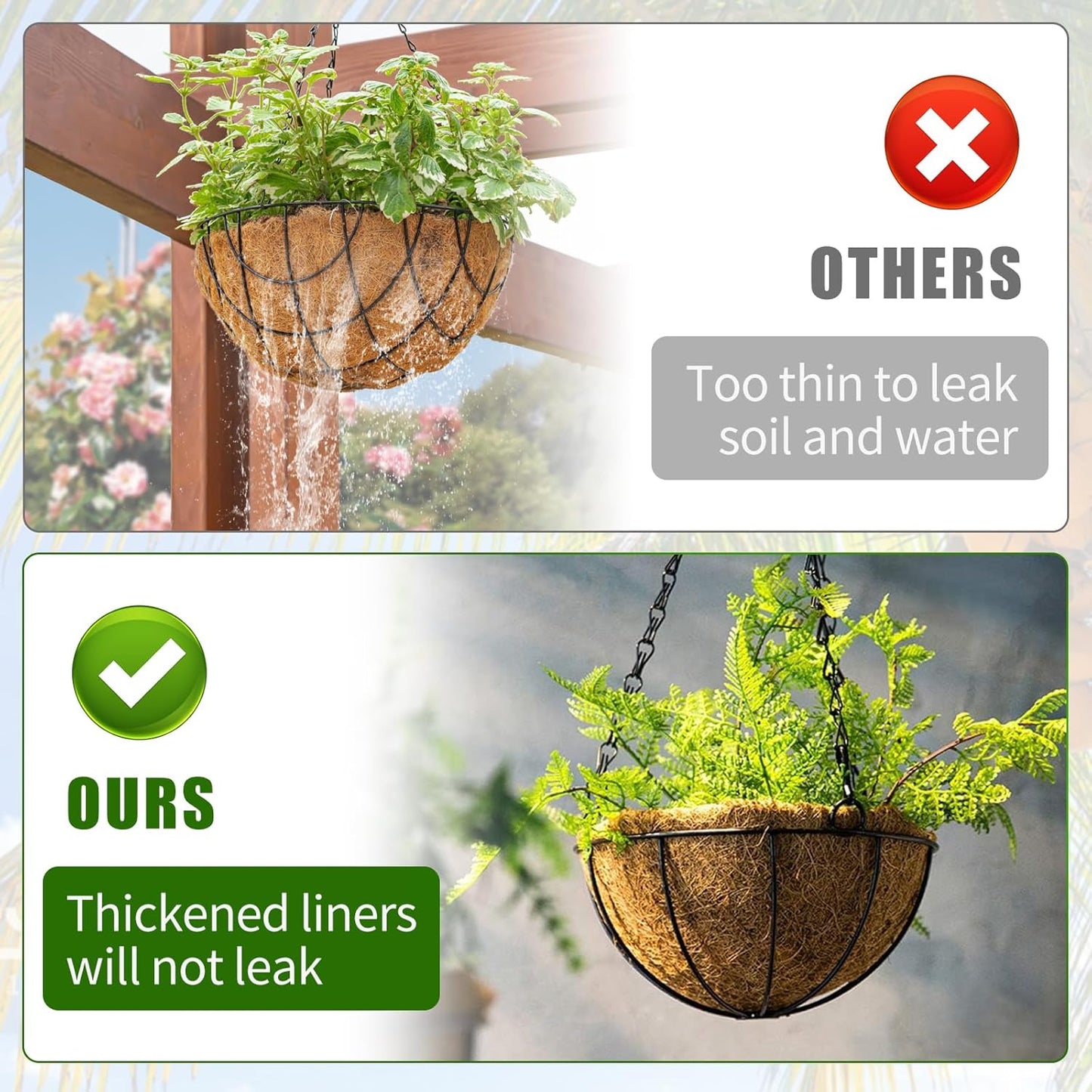 Coco Liner Roll 24x160 Inch, Natural Coconut Liners for Planter Flower Basket, Thick Coco Fiber Mat for Hanging Basket, Garden Decoration, Animal Pet Pads, Reptile Carpet