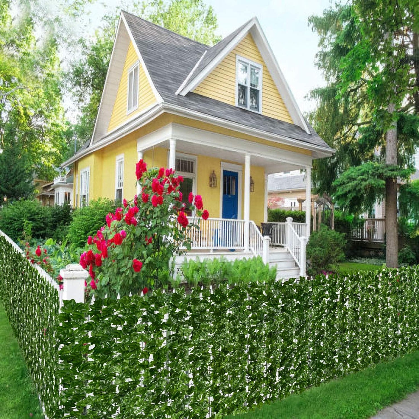 DearHouse Artificial Ivy Privacy Fence Wall Screen, 59x216.5inch Artificial Hedges Fence and Faux Ivy Vine Leaf Decoration for Outdoor Garden Decor