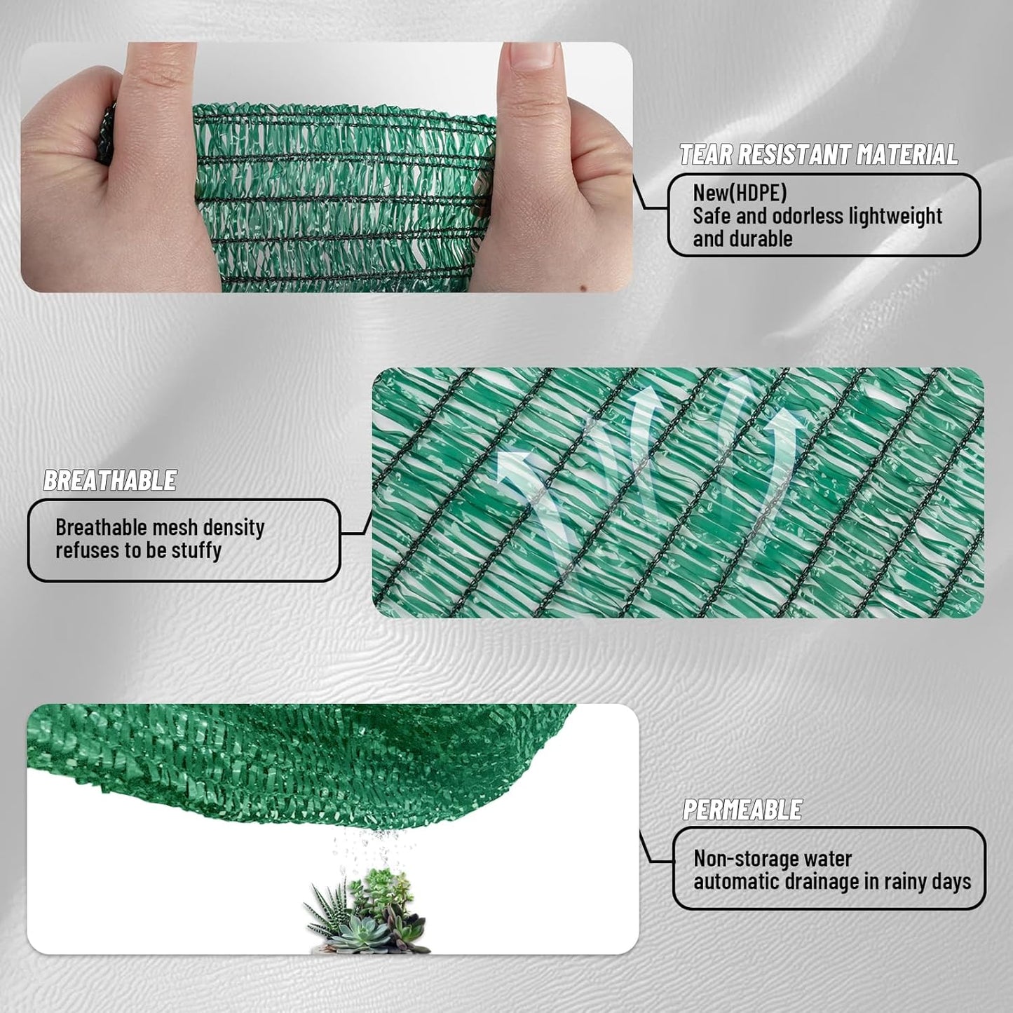 Cool Area 70% Sun Shade Cloth Mesh Tarp with Grommets for Plant Cover 6x8ft Patio Canopy Garden Pergola Greenhouse Car Barn Kennel Green