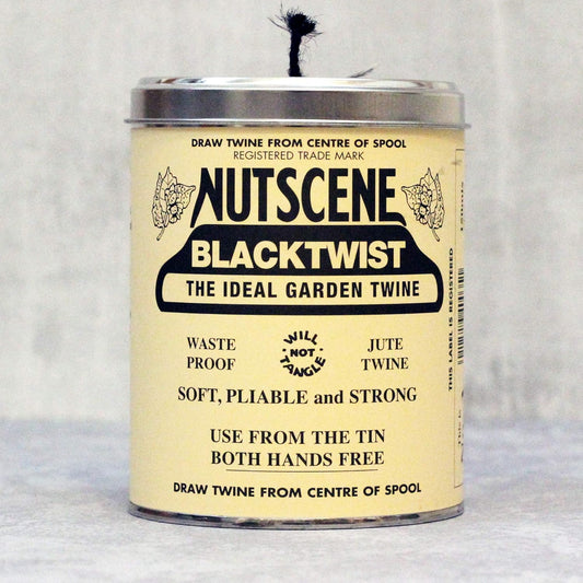 NUTSCENE Iconic Tin (Tin ‘O’ Twine) with Their Heritage Scottish Jute Twine and Hole in Top for Easy Dispensing. 14 Colors to Choose from. 164 Yards. (Black)