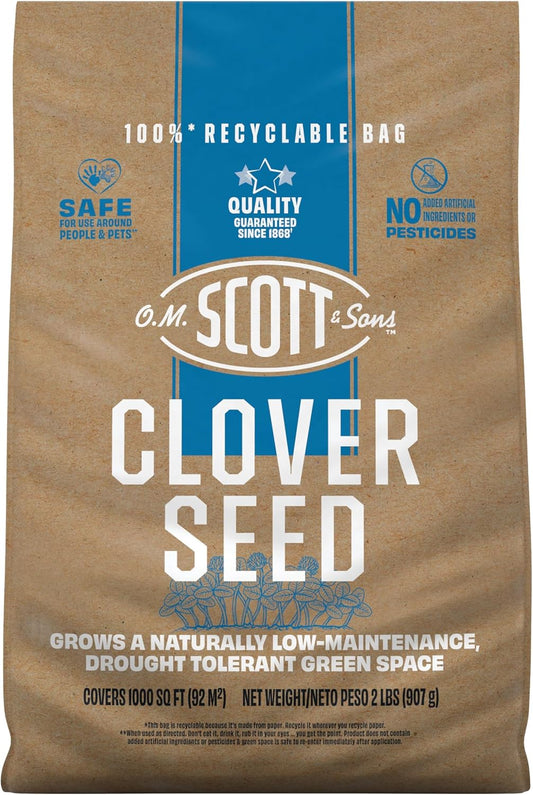 O.M. Scott and Sons Clover Seed, Lawn Seed Grows a Naturally Low Maintenance, Drought-Tolerant Lawn, 1,000 sq. ft., 2 lb.