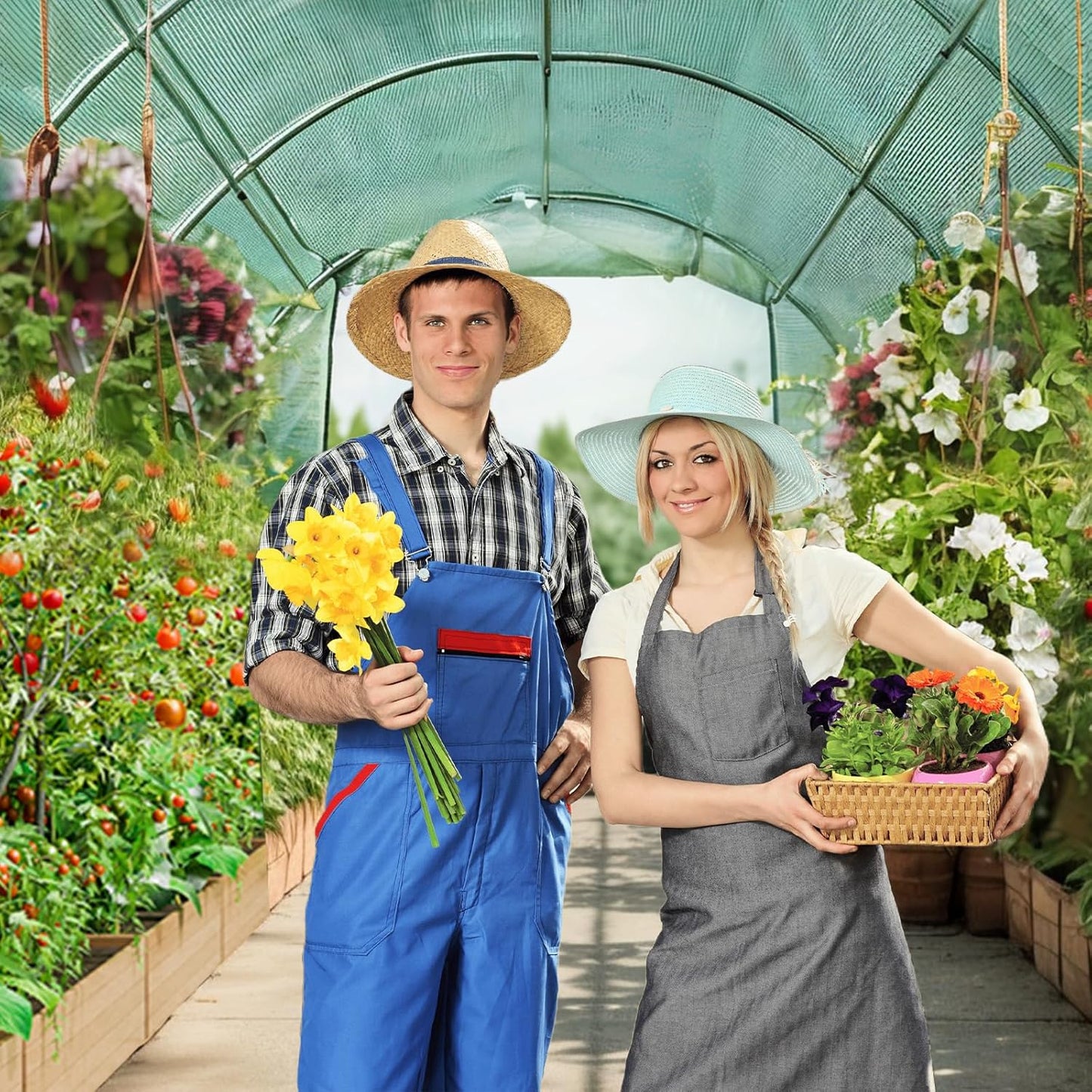 Walk-in Tunnel Greenhouse，Portable Plant Hot Housewith Dual Zippered Screen Doors & 6 Screen Windows Heavy Duty Plastic Plant Warm House with Reinforced Frame (10x7x7 FT)